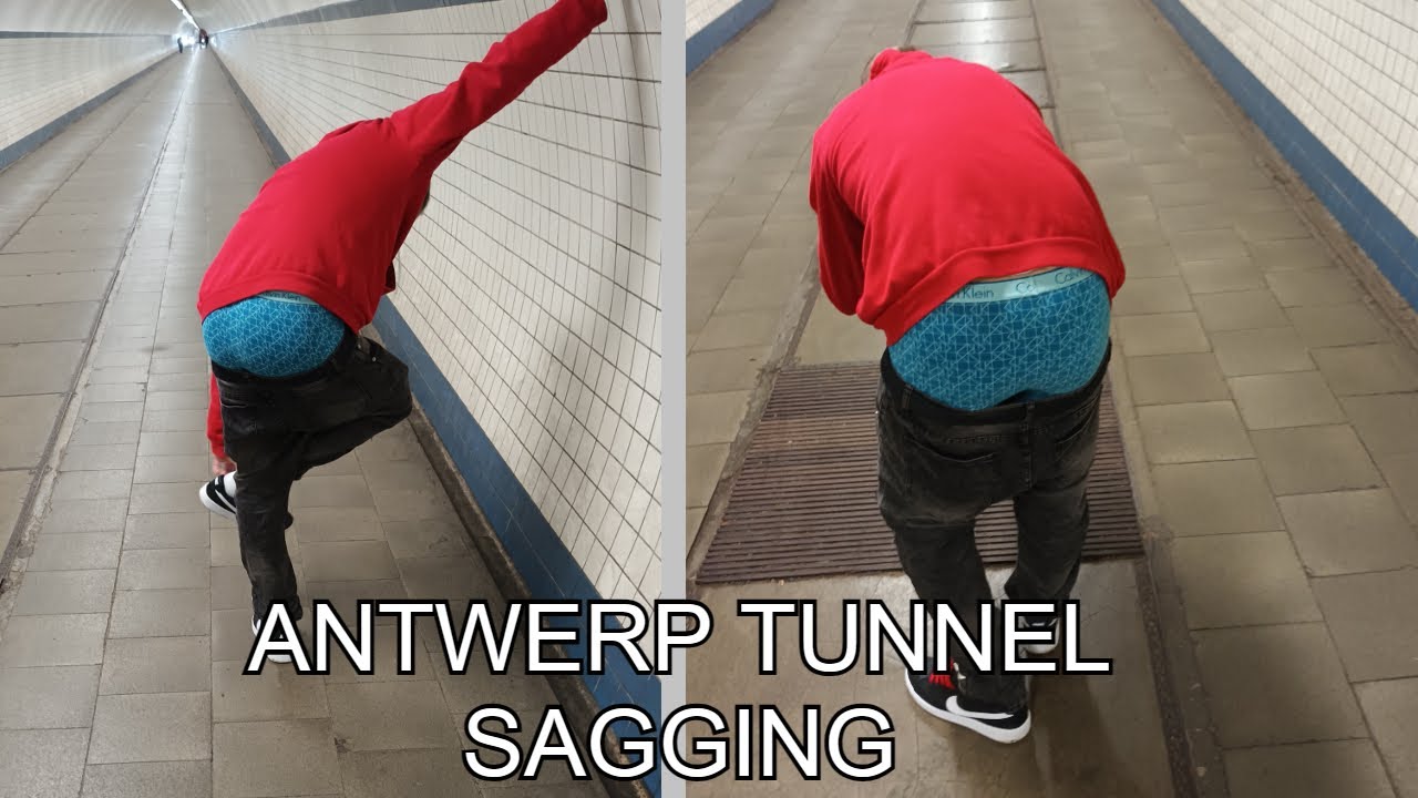 Sagging and walking through Antwerps tunnel - YouTube