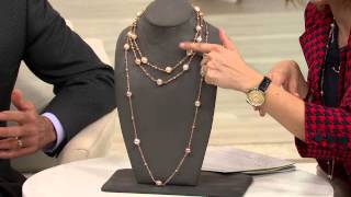 Honora Ming Cultured Pearl 36" Stationed Bronze Necklace with Amy Stran