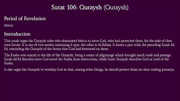 Surat Quraysh ( Quraysh) - 106 سورة قريش     English Translation