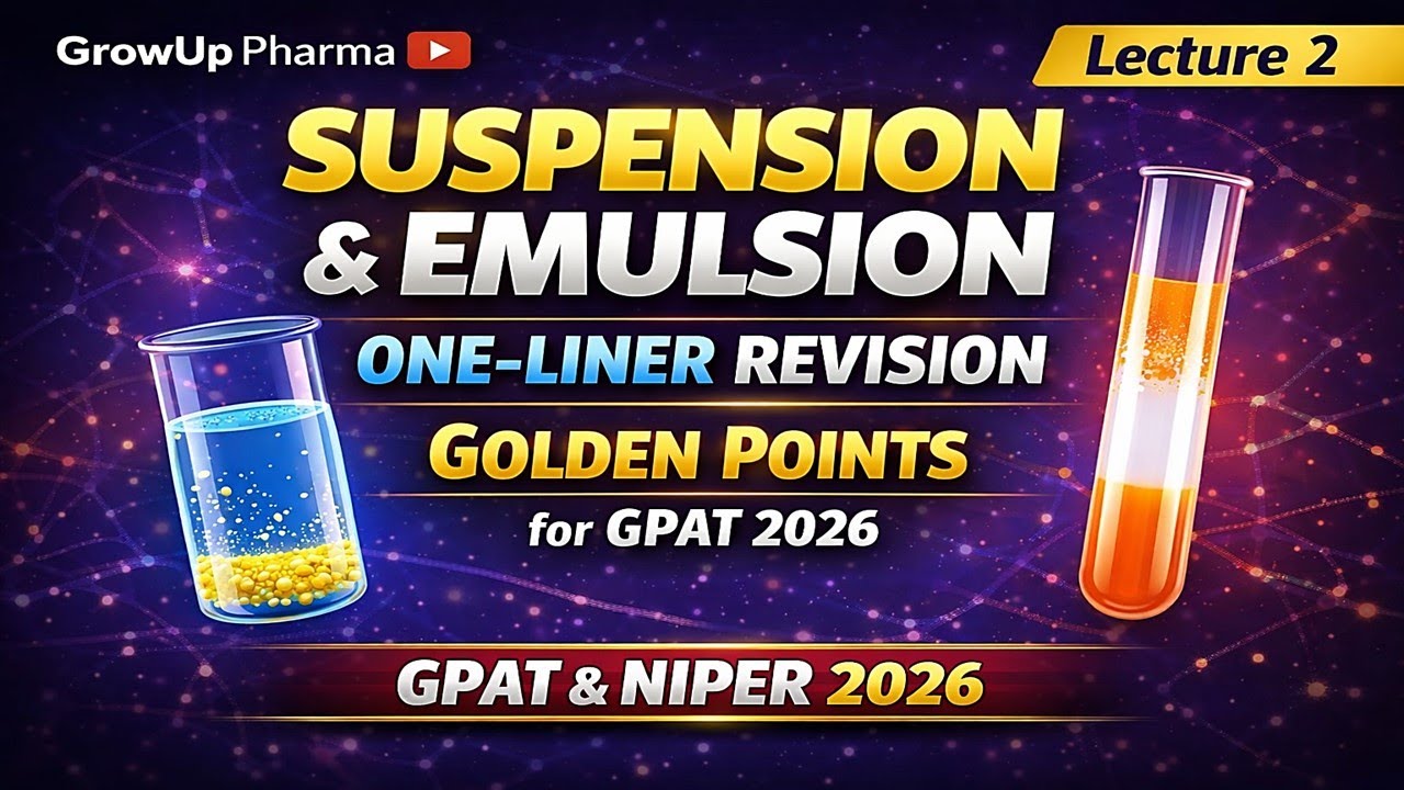 Suspension & Emulsion One-Liner Revision Series Lecture-2 | Golden Points for GPAT & NIPER 2026