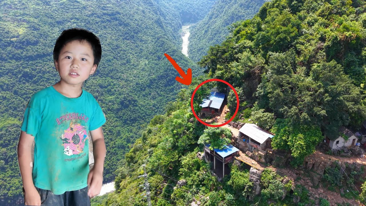 贵州大山惊现真人版“悬崖村”，11岁男孩绝壁孤身放羊，懂事的孩子让人心疼。【4K】