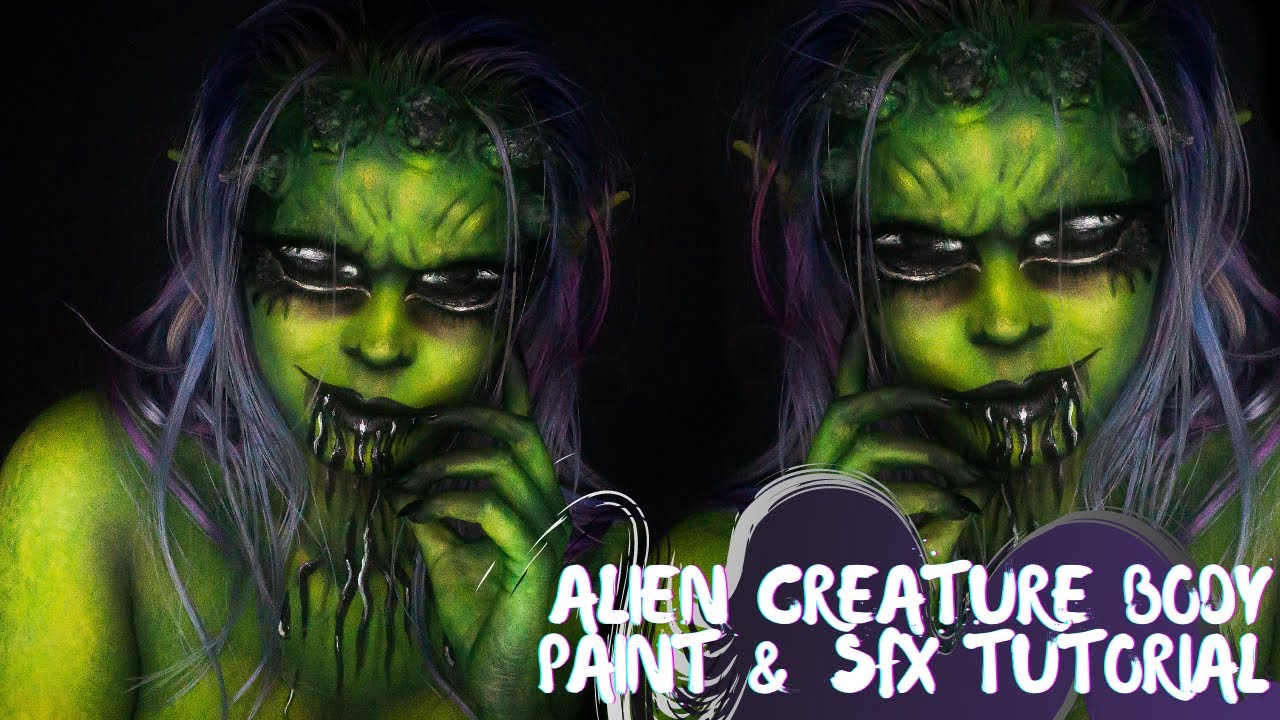 LET'S GET CREEPY !! | Alien Creature SFX & Body Paint Tutorial | Sarah Davies