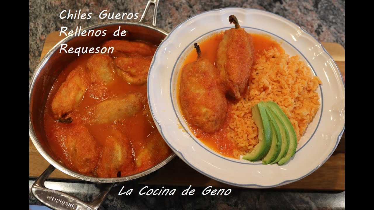 Como Hacer Chiles Gueros Rellenos de Requeson en Salsa de Jitomate #chiles #salsa #comidamexicana