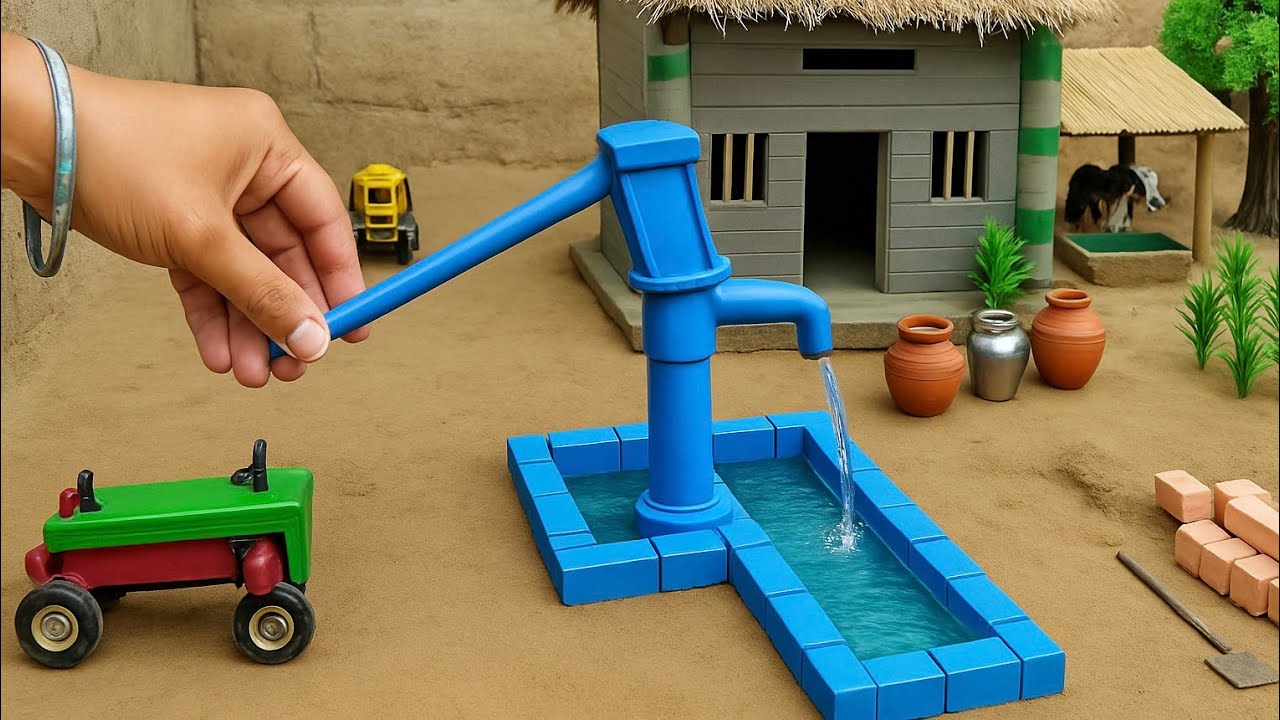 mini tractor making mini hand pump science project | DIY how to make cow shed