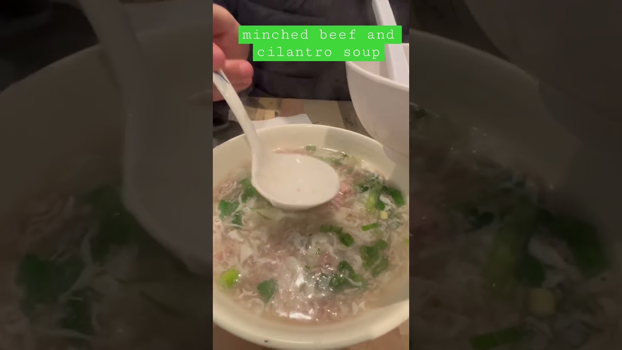minched beef and cilantro soup