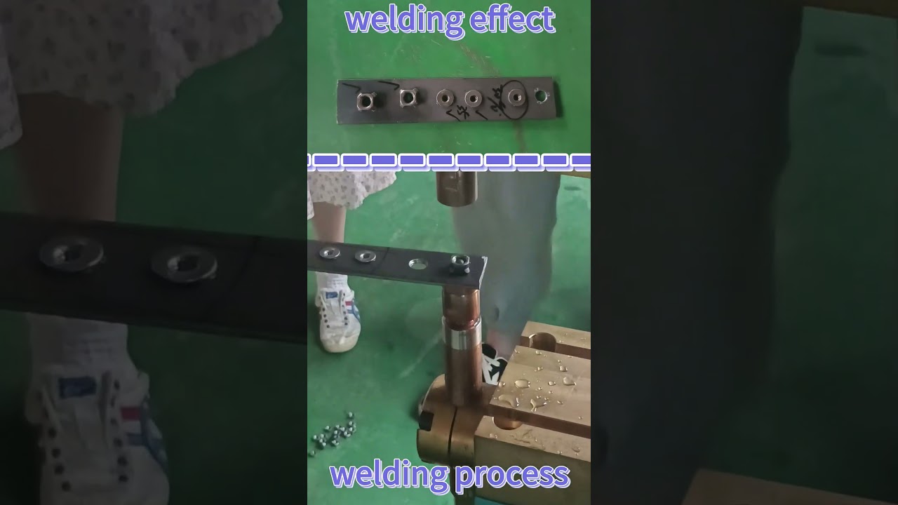 nut welding process and welding effect by our spotwelding machine