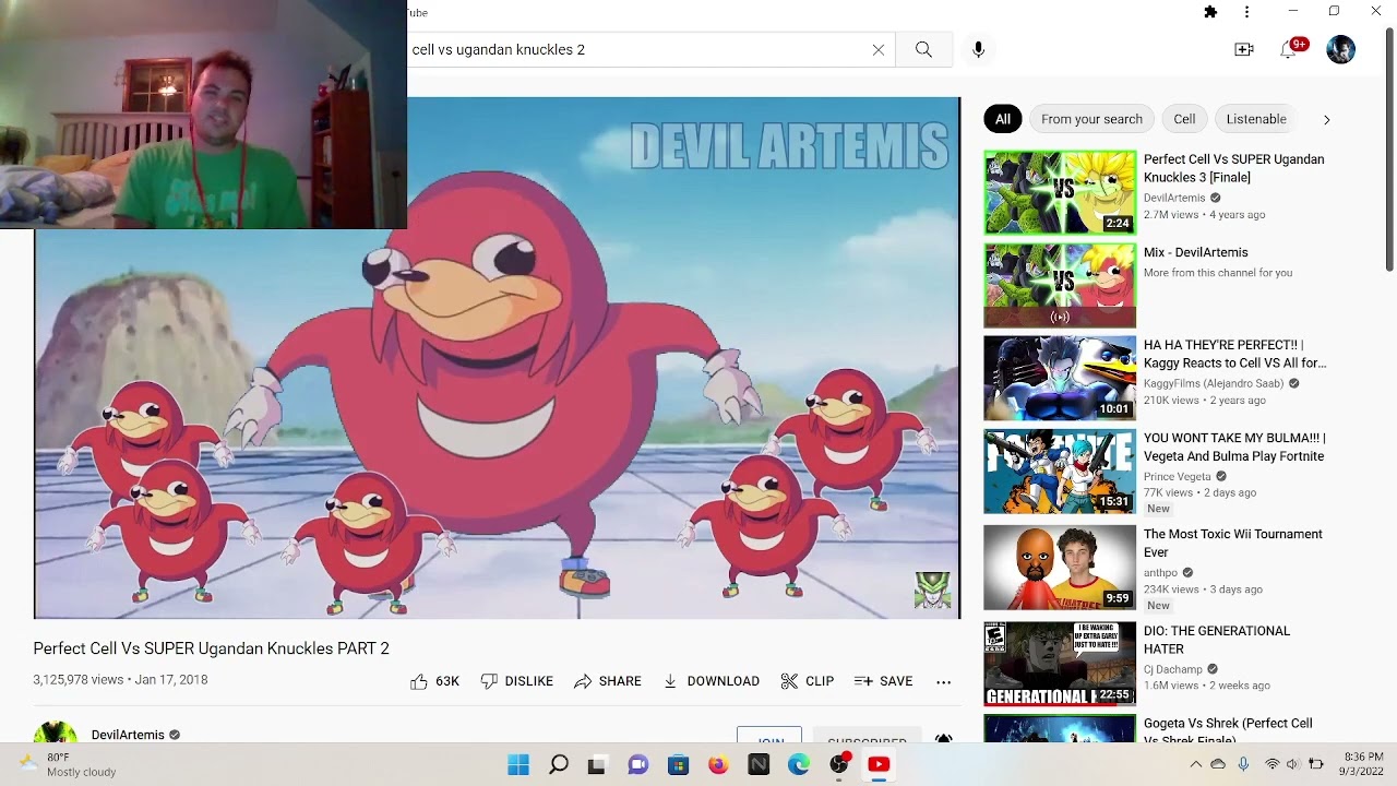 Mrcloud23`s react Cell vs Super Ugandan Knuckles part 2