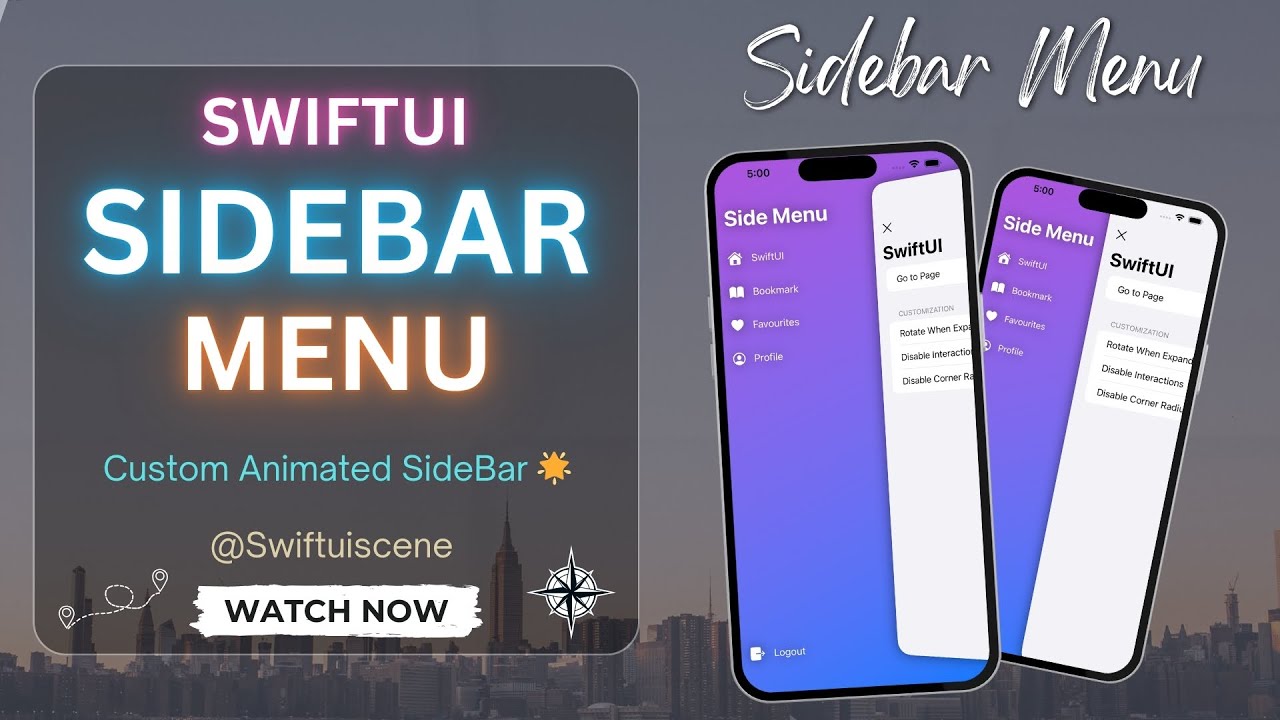 🚀 Sleek & Interactive SwiftUI Sidebar Menu – Custom Animated SideBar 🌟 ...