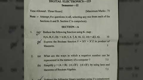 DIGITAL ELECTRONICS || QUESTION PAPER