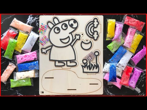 Tranh Tô Màu Heo Peppa - TÔ MÀU HEO PEPPA BẰNG SLIME BỌT XỐP, TRANH GỖ 3D - PAINTING PEPPA PIG WITH SLIME SO FUNNY (ChimXinh)