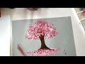 How to quickly draw a flowering tree/Technique of drawing with cotton swabs/Watercolor, acrylic