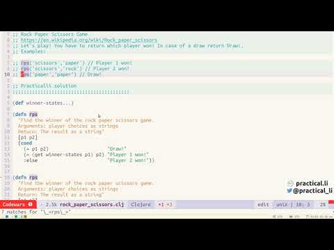 Practicalli spacemacs iedit refactor rock paper scissors