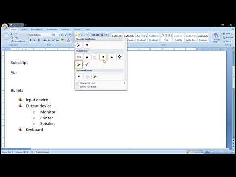 How to insert a text as a Superscript, Subscript, Bullets and Numbering in MS Word