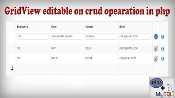 HTML5 bootstrap css Gridview Editable on Crud(insert,update,delete) operation in Php with Mysql