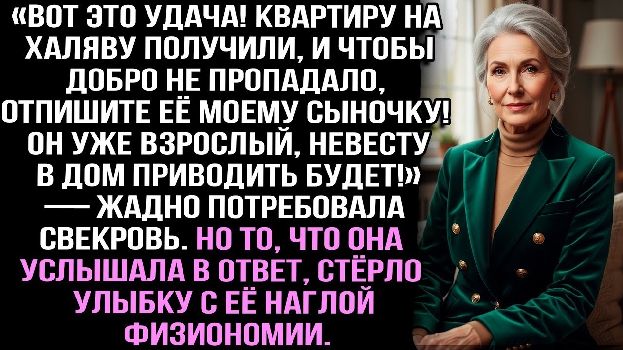 «Квартиру на халяву получили_ Отдайте её моему сыночку! Он жениться будет!» — потребовала свекровь.