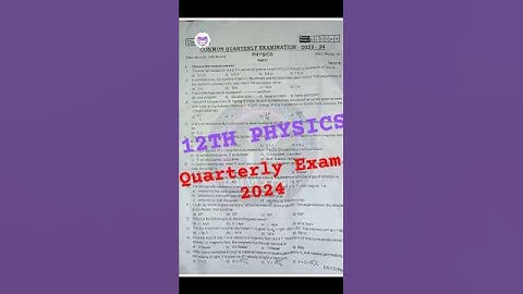 12th Physics Quarterly Exam Original Question paper 2024 | 12th std Quarterly Exam Answer Key 2024