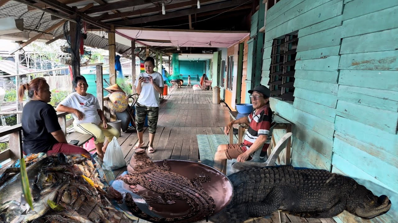 Ayak Lidam Maling Bagi Udang Hasil Menjala // Ronda Kampung Sungai passin Dan Tengok Buaya Belaan…//