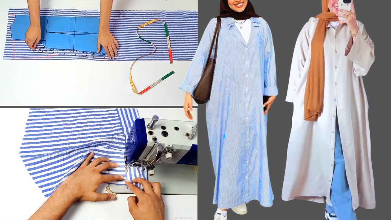 طريقة تفصيل وخياطة شميز نسائي طويل بخطوات سهلة ونتيجة احترافية | How to sew a shirt very easy