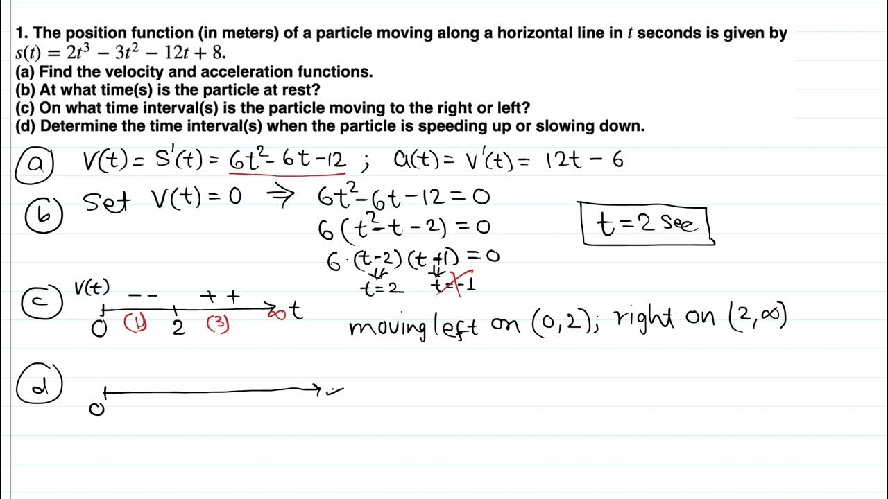 Calculus I Rectilinear motion, velocity, acceleration, speeding up