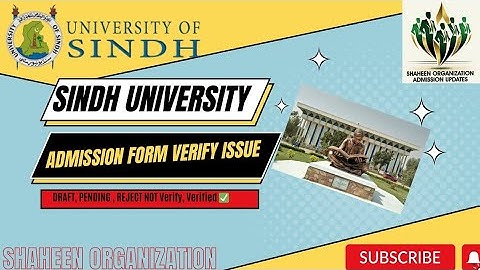 Sindh University Admission Form  Verification Process Issue?|Draft, Pending Verification, Reject|‼️