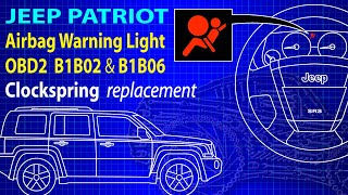 Jeep Patriot Airbag Warning Light OBD2 Codes B1B02 B1B06 Clockspring removed, inspected & replaced.