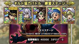 【ＤＱタクト(高凸向け)】超巨大ボスバトル フォルネウス ギルド協力バトル「EX」改良版　装備、パーティーリーダー、立ち回りを見直して獲得スコア890万　デイン耐性、物理耐性のデバフ継続が必要