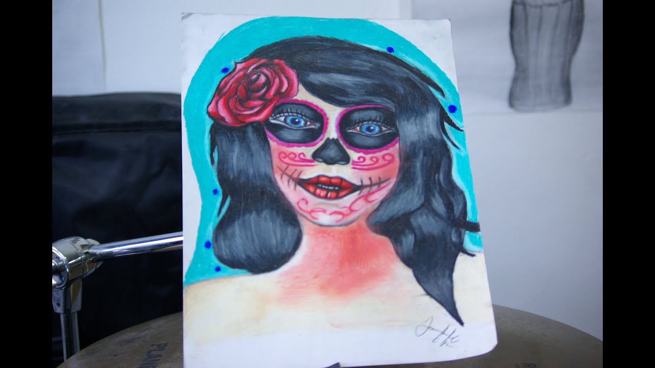 Dibujando una \u0026quot;Catrina\u0026quot; (proceso) usando colores de madera