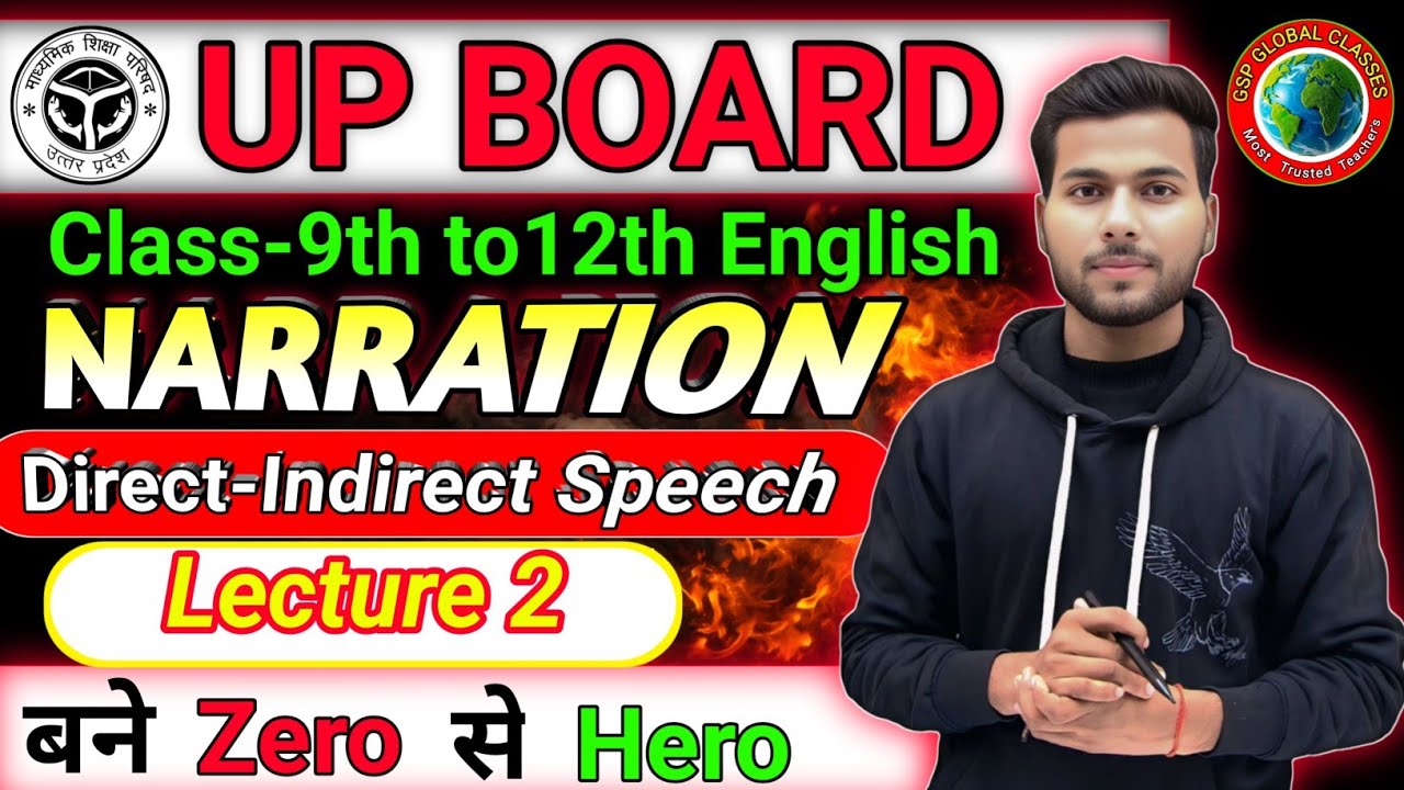 Class 9th–12th UP Board Topic Narration Lec 2🔥Direct–Indirect Speech Aasaan Trick |#english #grammar