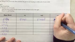 2-8 Y + Inflected Endings Base Word Write