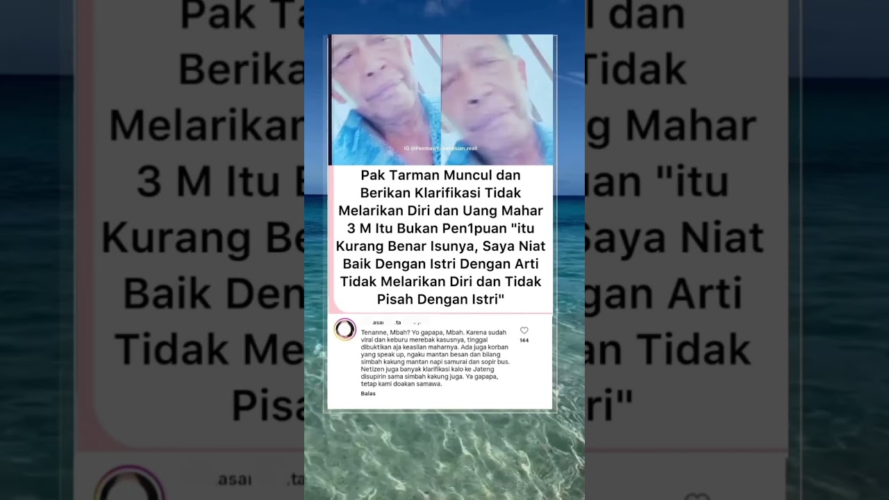 Mbah Tarman Klarifikasi, Dia tdk kabur & 3 M itu bkn Penipuan 