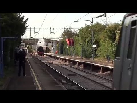 70000 Britannia passing Hatfield Peverel station with an interruption 12 October 2012