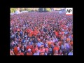 Dutch and Uruguay fans react to their teams scoring goals