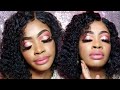 Detailed PINK GLITTER CUT CREASE MAKEUP| Pink Shimmery Makeup Tutorial