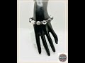 Men's White/Black Zebra Jasper Gemstone Bracelet with Black Micro Paved Zirconia Barrel Beads