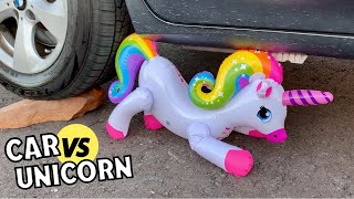 Crushing Crunchy and Soft Things by Car ASMR // Car vs Unicorn Inflatable Pop and More!