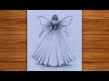 How to Draw a Girl with Butterfly Wings Backside | Beautiful Pencil Drawing Tutorial 🦋