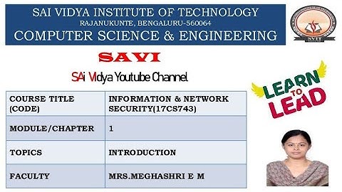 INS 17CS743 MODULE 1 INTRODUCTION LECTURE 2 1