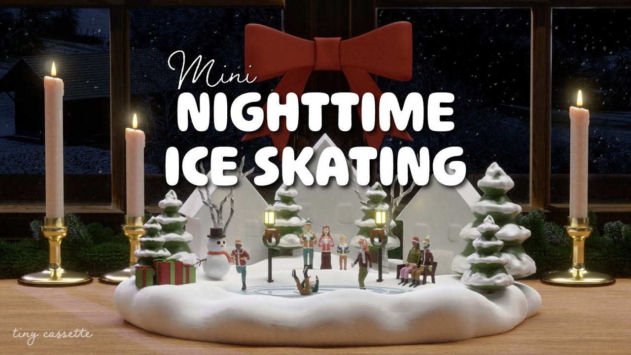 Nighttime Ice Skating at the Mini Holiday Village | Chill Winter Lo-Fi & Ambience