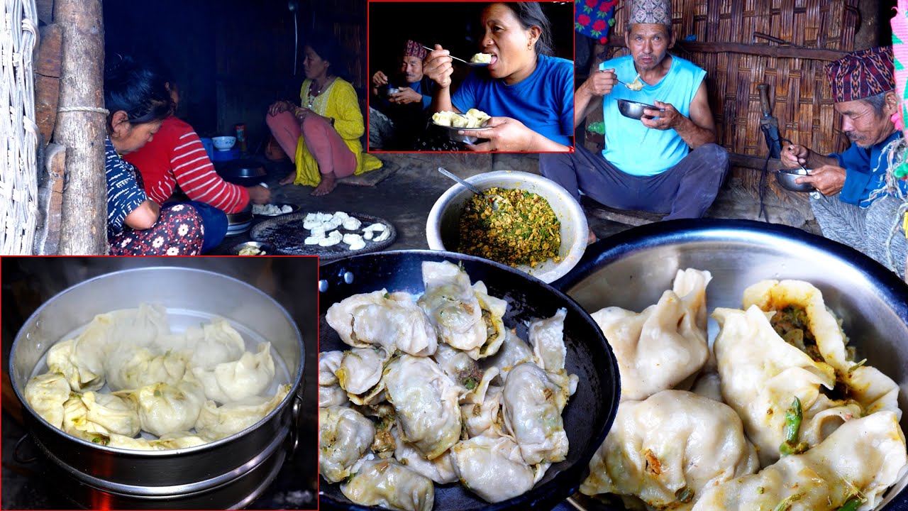 PORK MO: MO  party by jungle man in his shed to his villagers relatives || family in the jungle ||