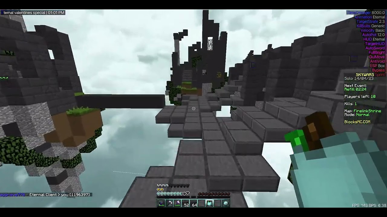 Small cheating gameplay on blocksmc with eternal client