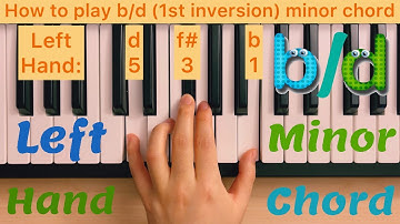 Piano Lesson 159: How to play b/d (1st inversion) minor chord with the left hand tutorial