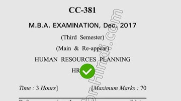 2017 Dcrust MBA 3rd Sem Human Resource Planning Question Paper