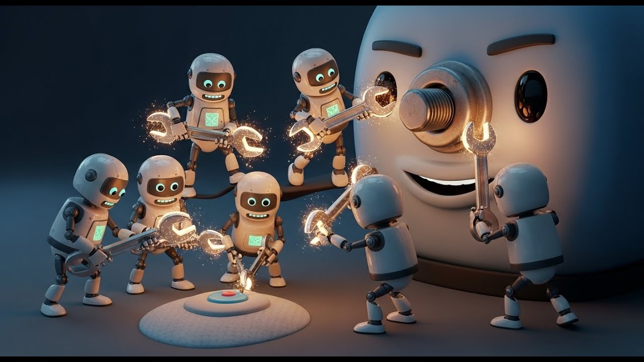 Roboter in der Werkstatt Zählen | Beste Kinderreime und Kinderlieder