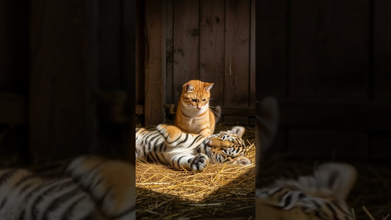 Cat Tries to Sleep With Tiger Cub… Will They Find Comfort Together 