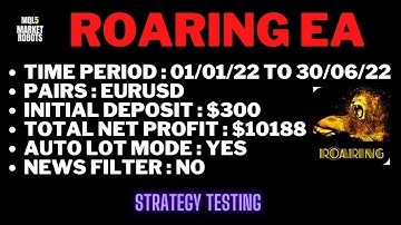 Roaring EA MT4 Forex Robot Strategy Testing