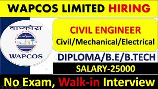 WAPCOS Limited Hiring Civil Engineer, Mechanical & Electrical Engineer | Civil engineering job
