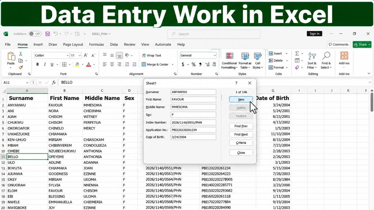 Data Entry Tutorial for Beginners | Data Entry in Excel | How to Create ...