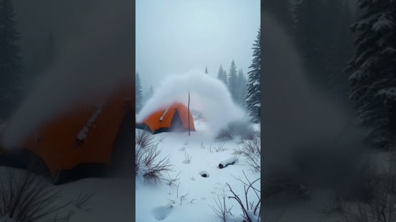 Survival Tent in Freezing Blizzard Conditions 