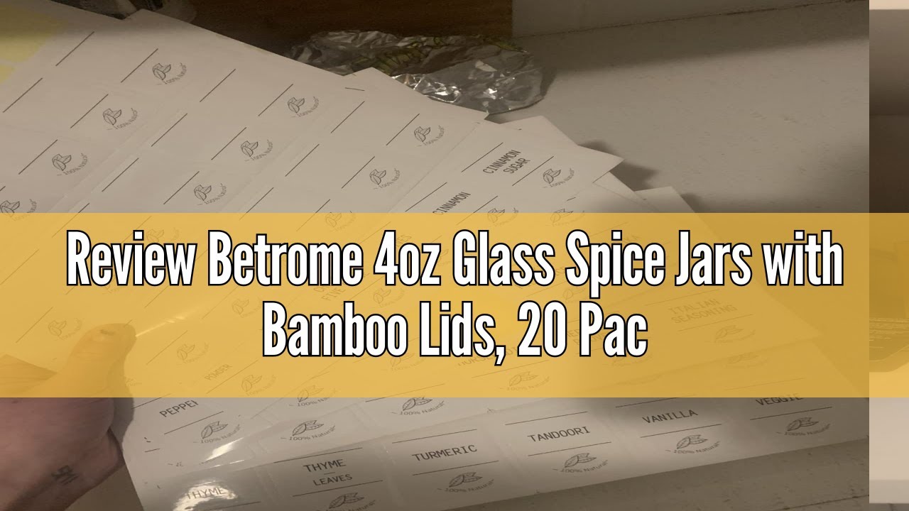 Review Betrome 4oz Glass Spice Jars with Bamboo Lids, 20 Pack Clear Borosilicate Glass Food Storage
