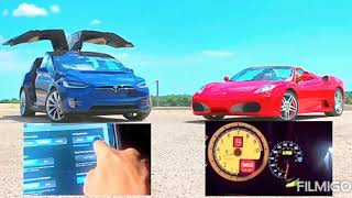 Tesla model x vs ferrari drag racing.